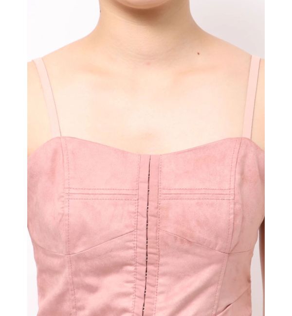 MERCURYDUO「フェイクスエードアシメドレープキャミワンピース」|ワンピース|