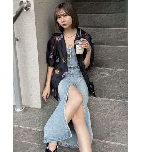 MURUA「デニムフロントオープンロングスカート」|スカート|