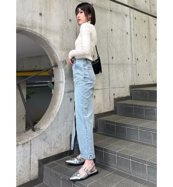 MURUA「デニムフロントオープンロングスカート」|スカート|