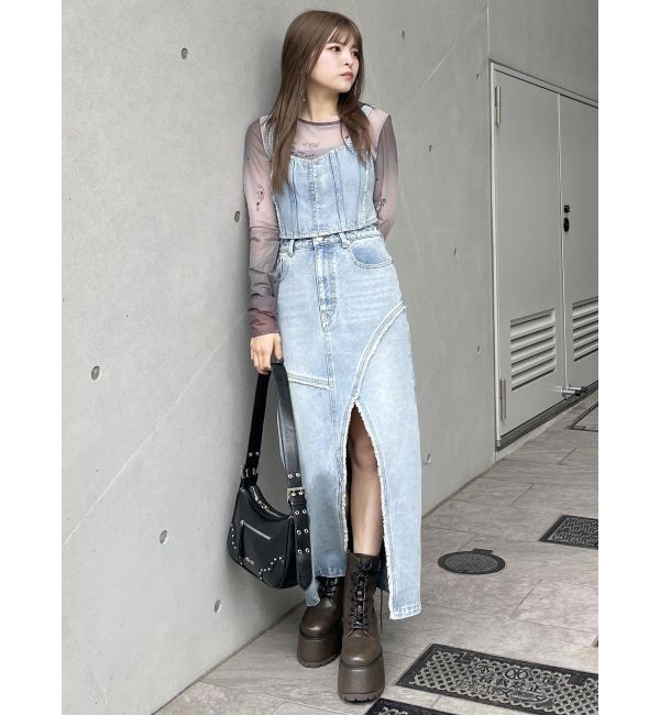 MURUA「デニムフロントオープンロングスカート」|スカート|