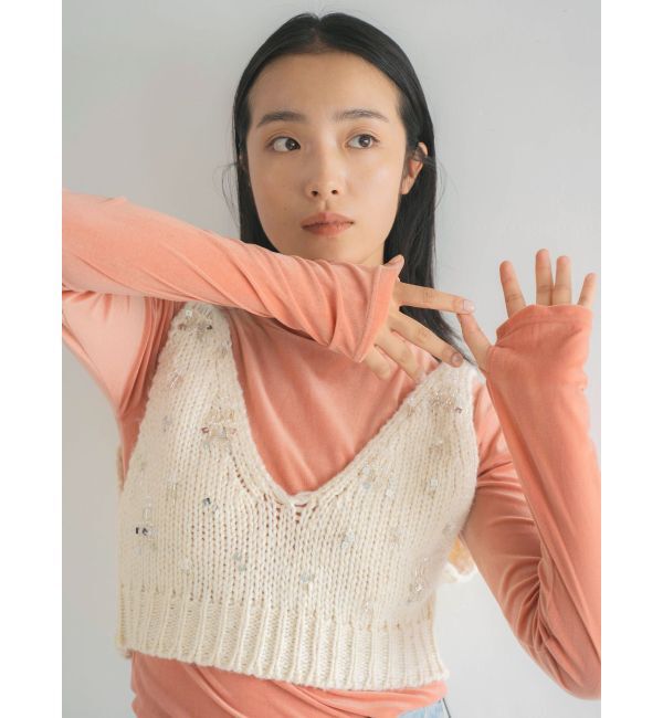 Ungrid「スパンコールデザインニットビスチェ」|ニット・セーター|オフホワイト