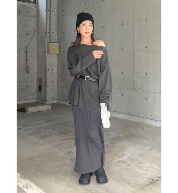 Ungrid「ボートネックビックシルエットロングスリーブTee」|Tシャツ・カットソー|