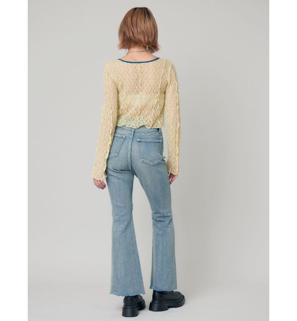 EVRIS「スリムフレアダメージデニムパンツ」|デニム|