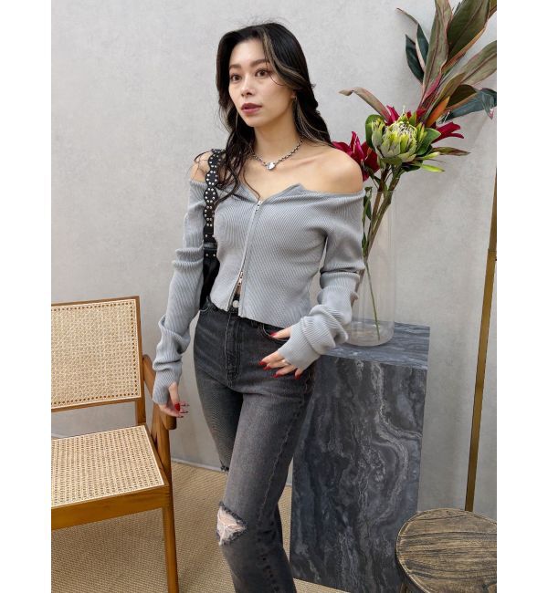 EVRIS「スリムフレアダメージデニムパンツ」|デニム|