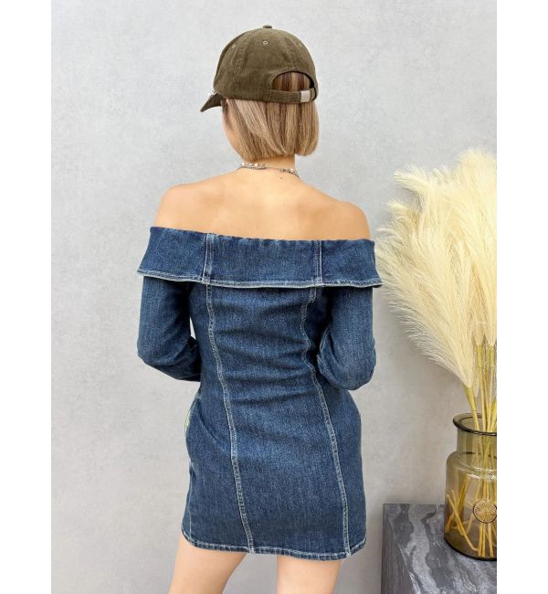 EVRIS「オフショルデニムミニワンピース」|ワンピース|