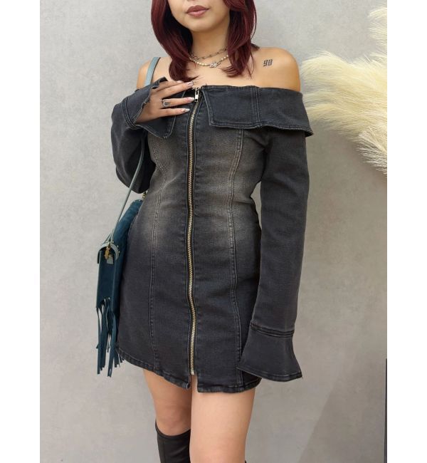 EVRIS「オフショルデニムミニワンピース」|ワンピース|