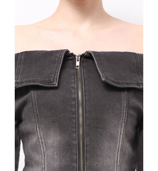 EVRIS「オフショルデニムミニワンピース」|ワンピース|