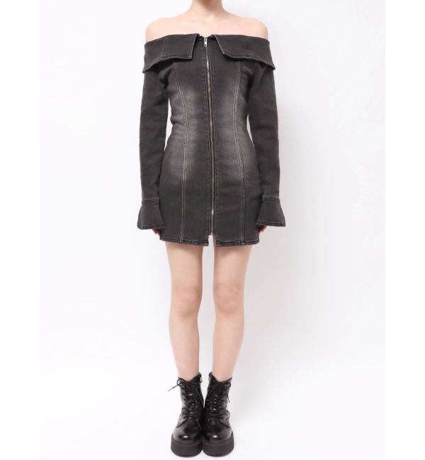 EVRIS「オフショルデニムミニワンピース」|ワンピース|