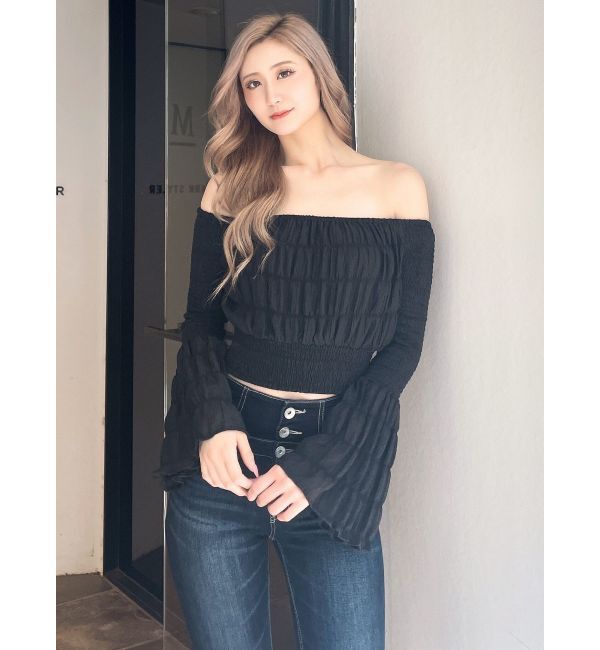 GYDA「オフショルシャーリングスリーブブラウス」|シャツ・ブラウス|
