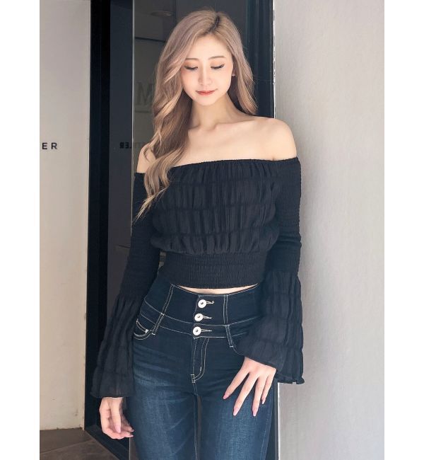 GYDA「オフショルシャーリングスリーブブラウス」|シャツ・ブラウス|