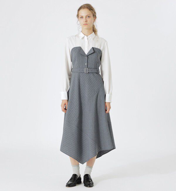  「ストライプビスチェコンビワンピース」|ワンピース|