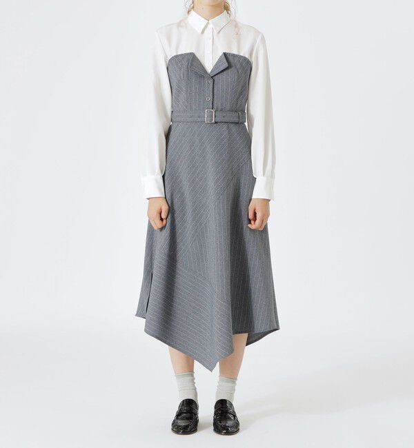  「ストライプビスチェコンビワンピース」|ワンピース|