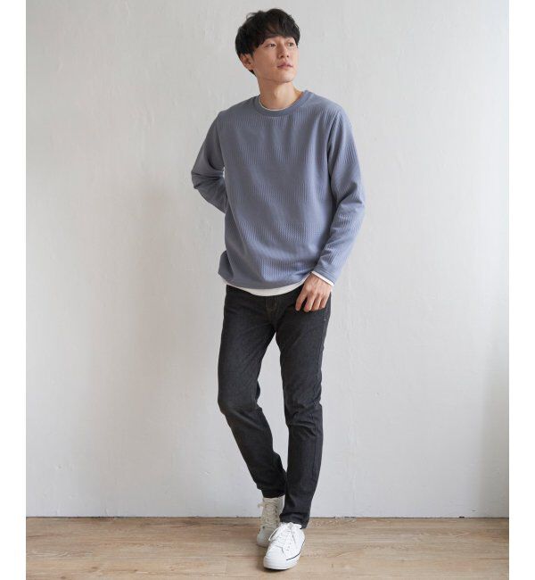 ikka「フクレジャガードクルーネックレイヤード」|Tシャツ・カットソー|