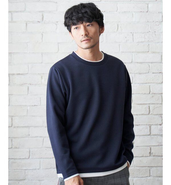 ikka「フクレジャガードクルーネックレイヤード」|Tシャツ・カットソー|