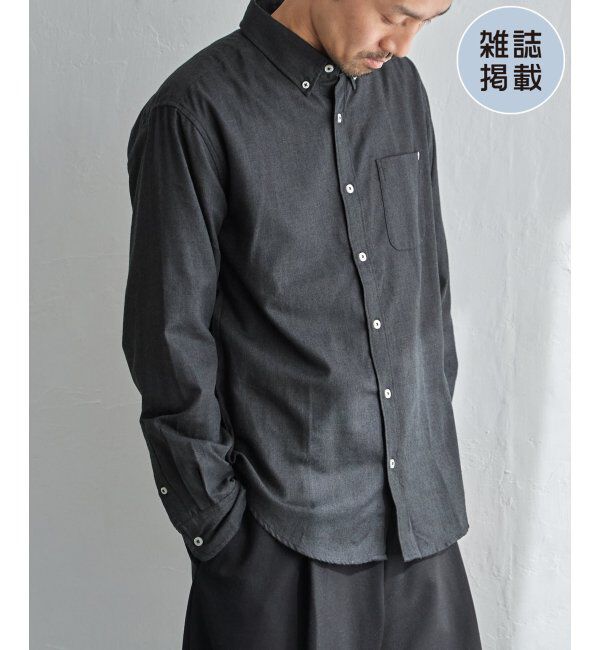 ikka「イージーケアフランネルムジシャツ」|シャツ・ブラウス|チャコール