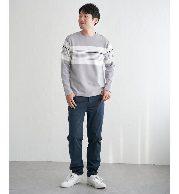 ikka「【雑誌MonoMax4月号掲載】リップルパネルボーダーロンＴ」|Tシャツ・カットソー|