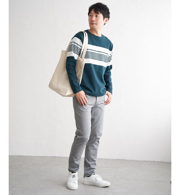 ikka「【雑誌MonoMax4月号掲載】リップルパネルボーダーロンＴ」|Tシャツ・カットソー|