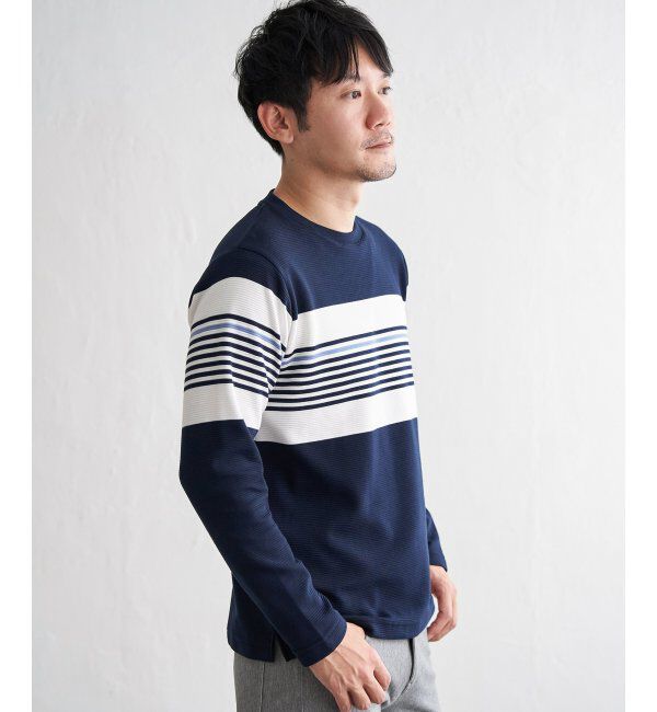 ikka「【雑誌MonoMax4月号掲載】リップルパネルボーダーロンＴ」|Tシャツ・カットソー|