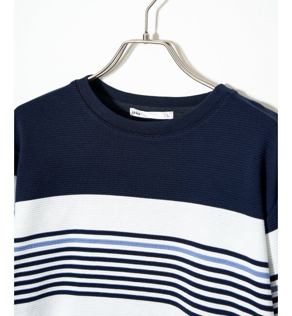 ikka「【雑誌MonoMax4月号掲載】リップルパネルボーダーロンＴ」|Tシャツ・カットソー|