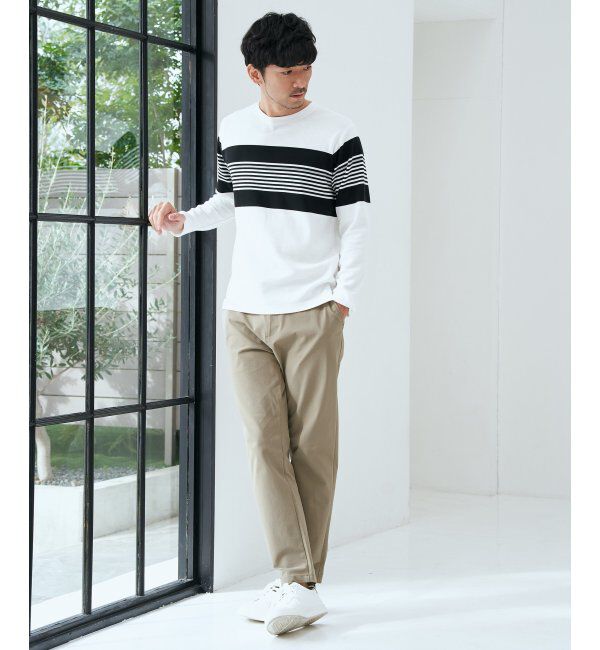 ikka「【雑誌MonoMax4月号掲載】リップルパネルボーダーロンＴ」|Tシャツ・カットソー|