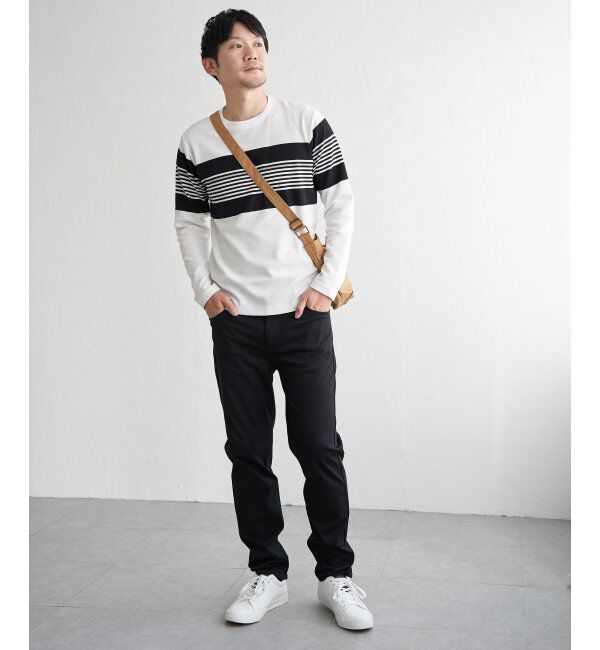 ikka「【雑誌MonoMax4月号掲載】リップルパネルボーダーロンＴ」|Tシャツ・カットソー|