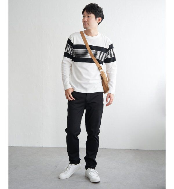 ikka「【雑誌MonoMax4月号掲載】リップルパネルボーダーロンＴ」|Tシャツ・カットソー|