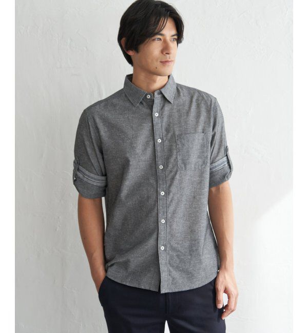 ikka「フレンチリネンMIX袖2WAYシャツ」|シャツ・ブラウス|グレー