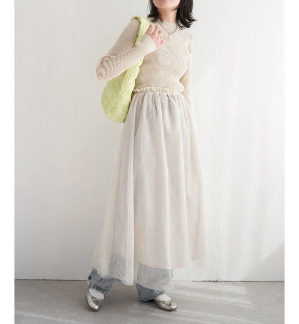 VENCE share style「ニットチュールドッキングワンピース」|ワンピース|