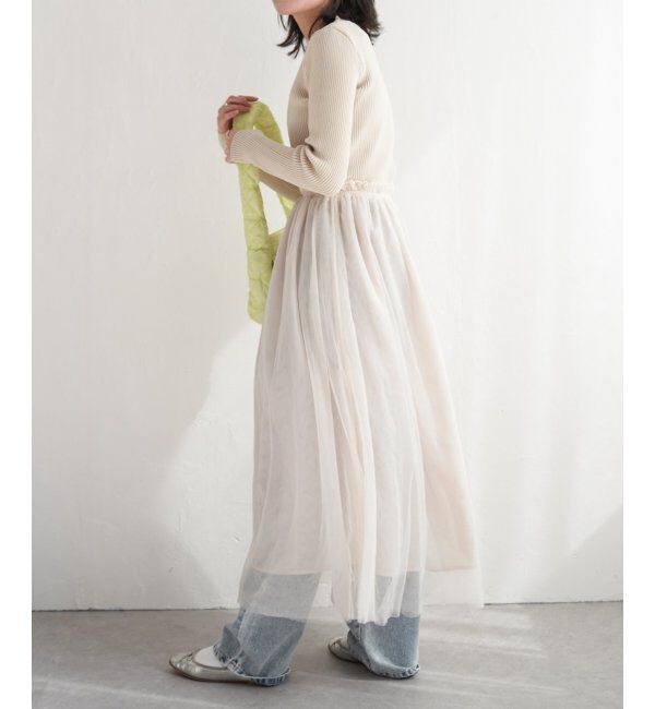 VENCE share style「ニットチュールドッキングワンピース」|ワンピース|