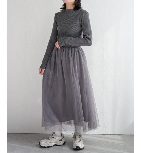 VENCE share style「ニットチュールドッキングワンピース」|ワンピース|