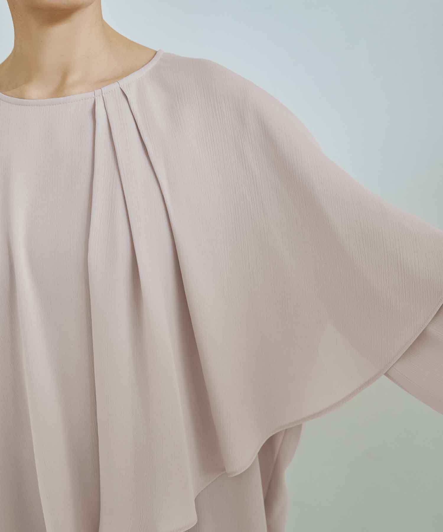 STYLE DELI「【LUXE】縦シボ片側ケープブラウス」|シャツ・ブラウス|