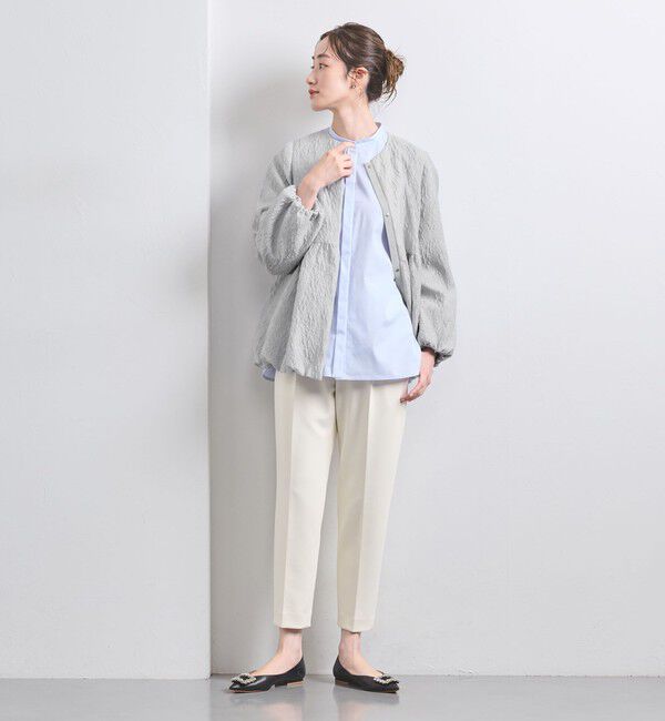 UNITED ARROWS「ツートーン ジャガード ブルゾン ジャケット」|ノーカラージャケット|