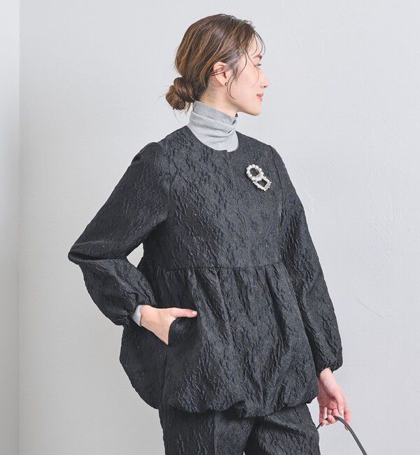 UNITED ARROWS「ツートーン ジャガード ブルゾン ジャケット」|ノーカラージャケット|