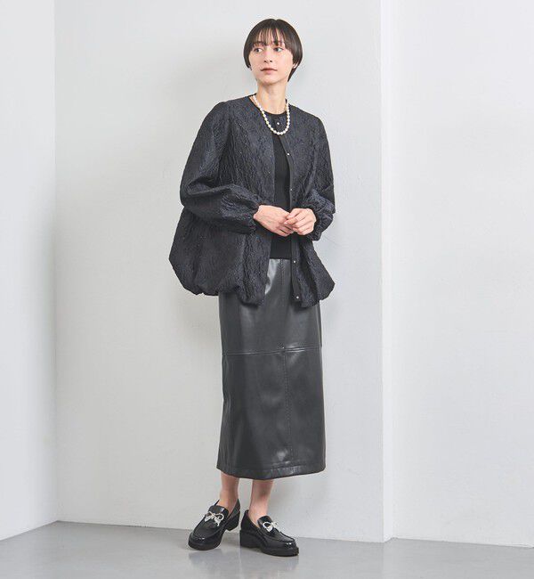 UNITED ARROWS「ツートーン ジャガード ブルゾン ジャケット」|ノーカラージャケット|