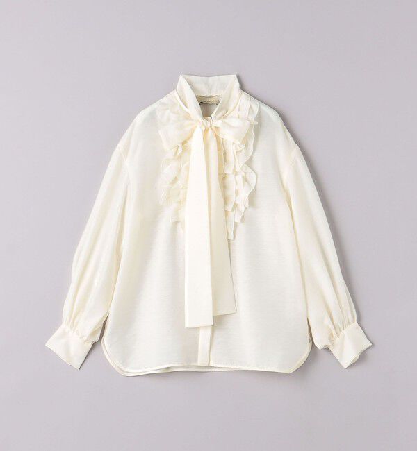 UNITED ARROWS「オーガンジー フリル＆ボウタイ ブラウス」|シャツ・ブラウス|