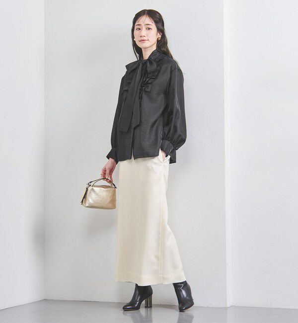 UNITED ARROWS「オーガンジー フリル＆ボウタイ ブラウス」|シャツ・ブラウス|