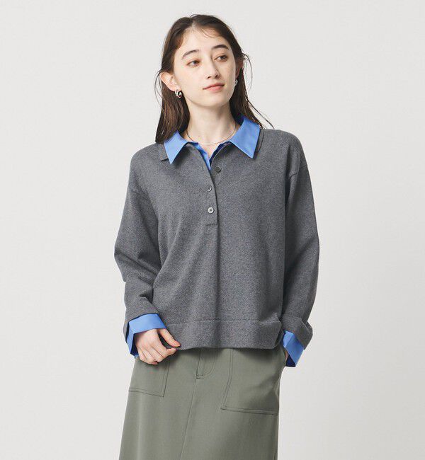 UNITED ARROWS「4WAY シャツコンビ ポロニット ‐ウォッシャブル‐」|ニット・セーター|