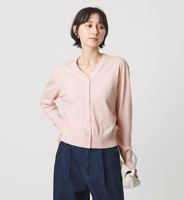 UNITED ARROWS「Vネック カーディガン」|カーディガン|LT.PINK