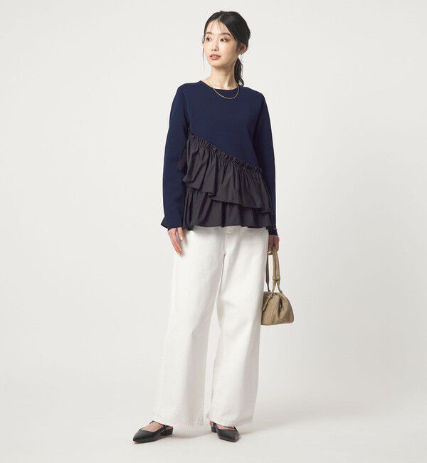 UNITED ARROWS green label relaxing「タフタ ドッキング ペプラム プルオーバー ニット ウォッシャブル」|ニット・セーター|