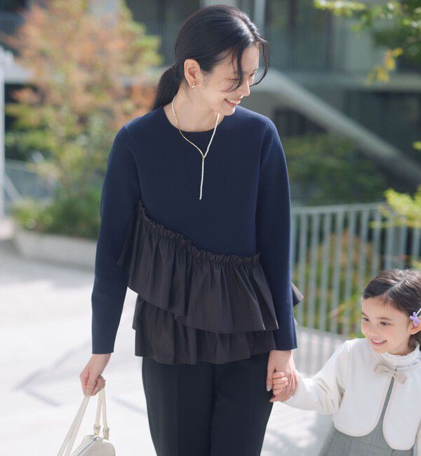 UNITED ARROWS green label relaxing「タフタ ドッキング ペプラム プルオーバー ニット ウォッシャブル」|ニット・セーター|