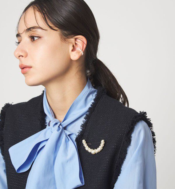 UNITED ARROWS green label relaxing「フェイクパール ラインパヴェ ブローチ」|ブローチ・コサージュ|