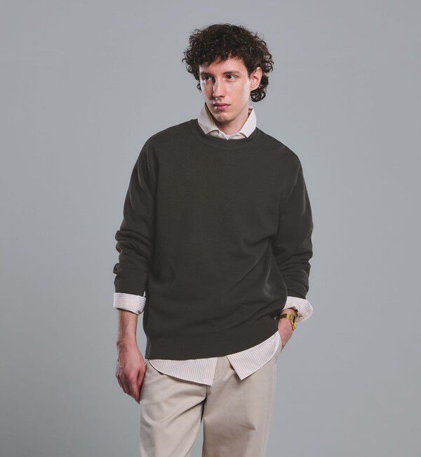 UNITED ARROWS green label relaxing「コットン シルク ミラノリブ クルーネック ニット」|ニット・セーター|DK.GRAY