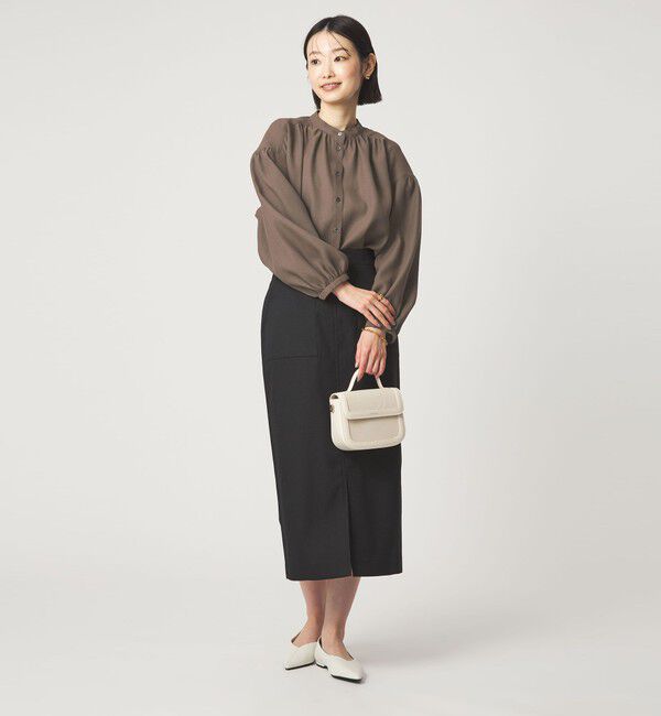 UNITED ARROWS green label relaxing「袖ボリューム ギャザー ブラウス マシンウォッシャブル 通気性」|シャツ・ブラウス|