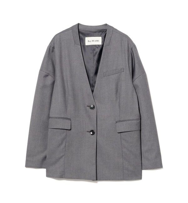 Ray BEAMS 「ノーカラー ビッグ ジャケット」|ノーカラージャケット|