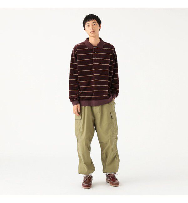 BEAMS「ワイドフィット ベロア ボーダー ポロシャツ」|ポロシャツ|