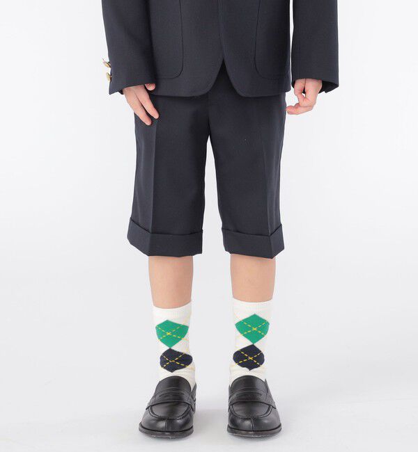 SHIPS KIDS「SHIPS KIDS:100～130cm / セレモニー ウール ノープリーツ ハーフ パンツ」|その他|ネイビー