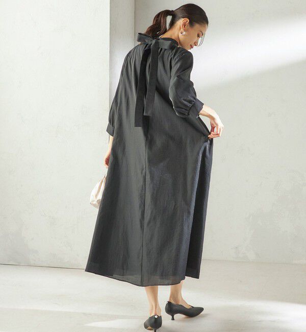 SHIPS for women「【SHIPS別注】kaene:2WAY ボウタイ ロング ワンピース（セレモニー対応可）」|ワンピース|ダークグレー