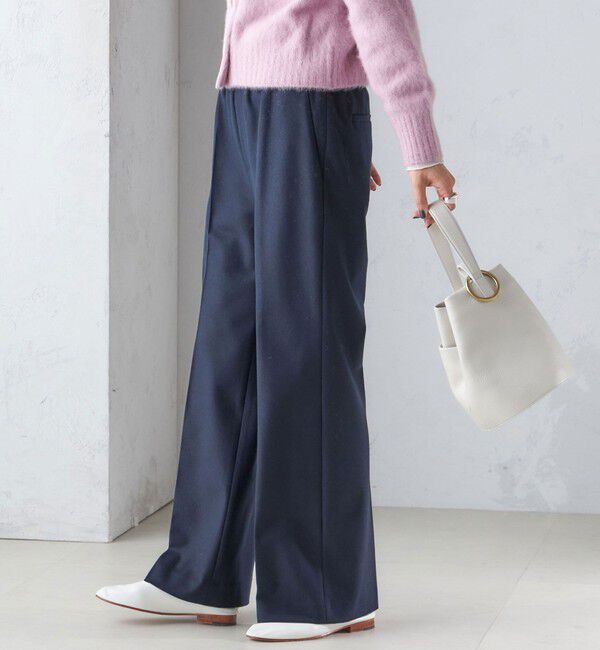 SHIPS for women「〈手洗い可能〉両面起毛 セミフレア パンツ」|その他|ネイビー