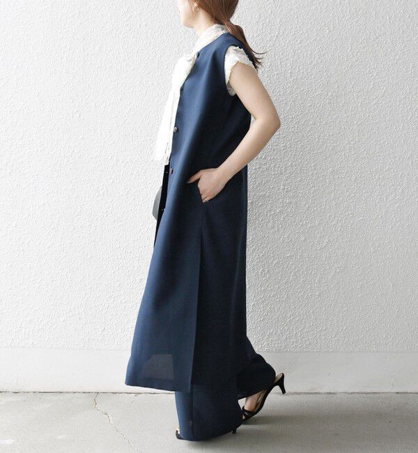 SHIPS any「SHIPS any:〈洗濯機可能〉リネンライク ジレ ワンピース &times; イージー パンツ セットアップ」|その他|