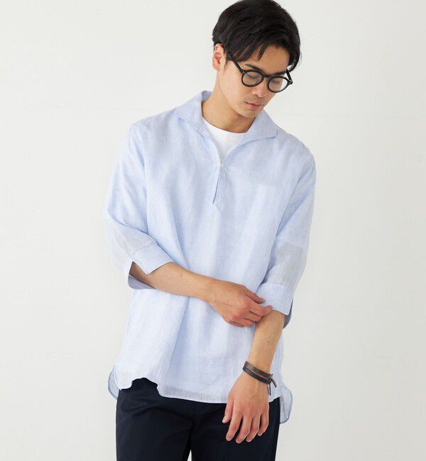 SHIPS Colors 「SHIPS Colors:リネン カプリ シャツ◇」|シャツ・ブラウス|ライトブルー